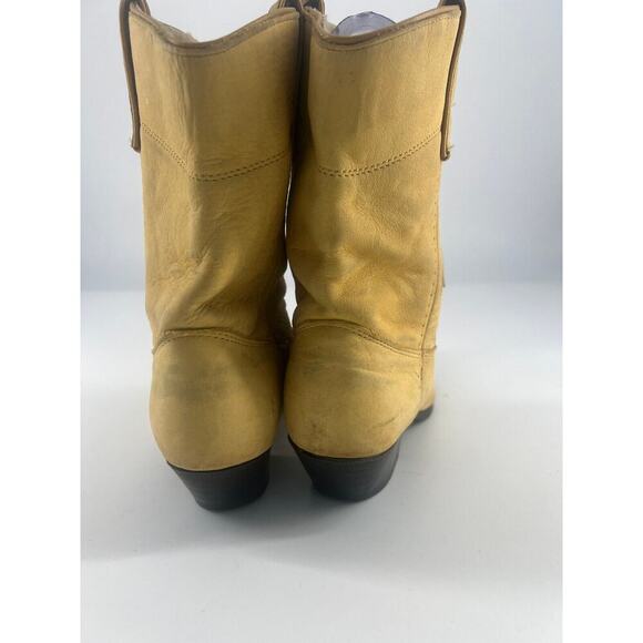 Vintage Capezio Cowgirl Boots Womens Size 7.5 M Tan Leather Fringe Western Rodeo - Picture 7 of 12